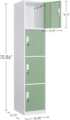 Miniatura 3 de Armario de almacenamiento para taquillas, 2 armarios metálicos para empleados con llaves, armario de almacenamiento de 4 niveles para oficina,
