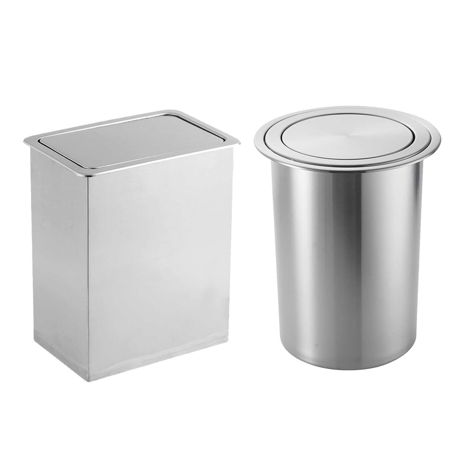 Sdydsge S 9L/R 12L Bin， Trash Bin With Lid Embedded Kitchen Countertop Garbage Can With Balance Flap Cover Cabinet Built-In Brushedall Waste ,/Round