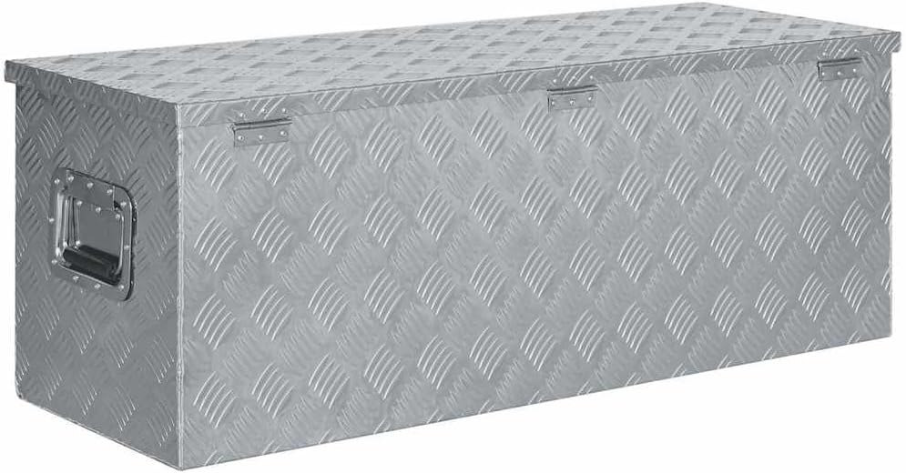 vidaXL Lightweight Durable Aluminum Box, Secure Storage for Tools and Accessories with Locking System, Large 43.5"x15.2"x15.7" -, Portable and Versatile, Ideal for Camping and Transport