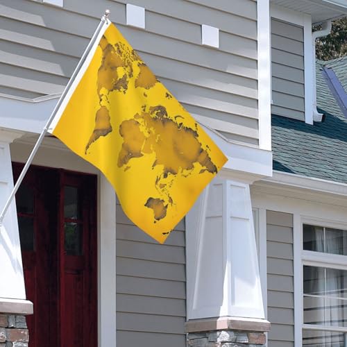 Drapeau pour extérieur robuste carte du monde double face finitions œillets laiton