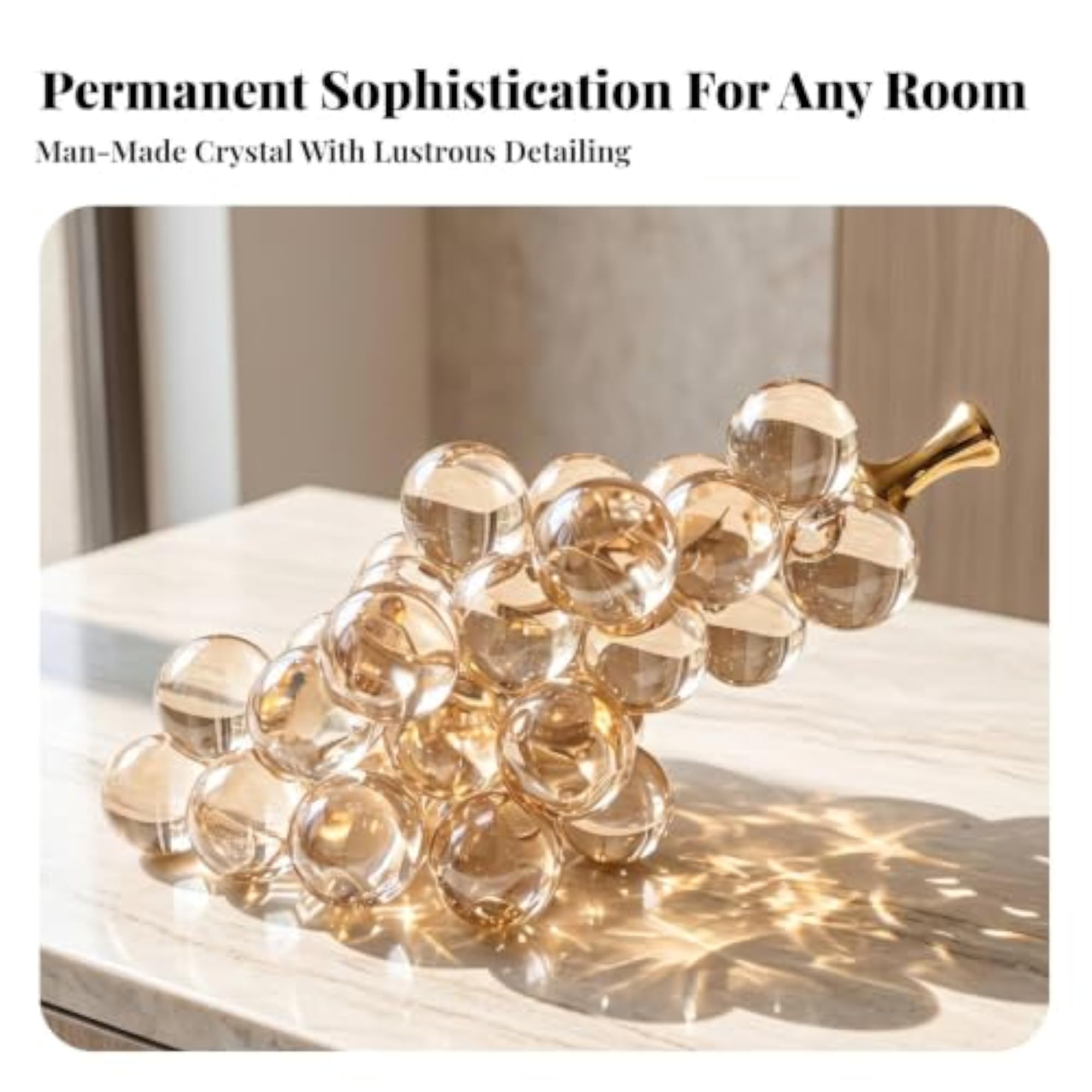 Tabletop Crystal Grape Figurine, Elegant Decorative Highlight