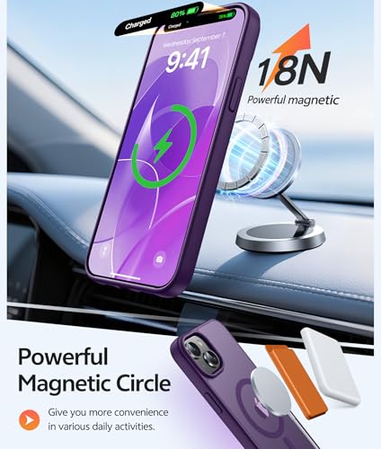 Image of FNTCASE for iPhone 15 Plus Case: for iPhone 14 Plus Case Translucent Matte Military Grade Protective Phone Cover - Slim Anti-Slip Durable Shockproof Drop Protection Cases - Purple