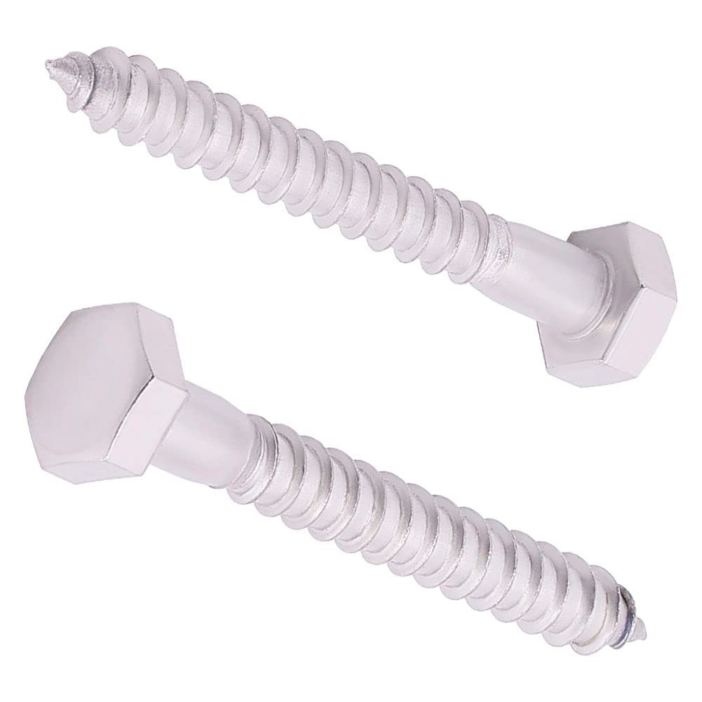 M8 x 75mm (10 pcs) Hex Lag Screws, 304 Stainless Steel 18/8, Hexagon Head Lag Bolts, DIN571