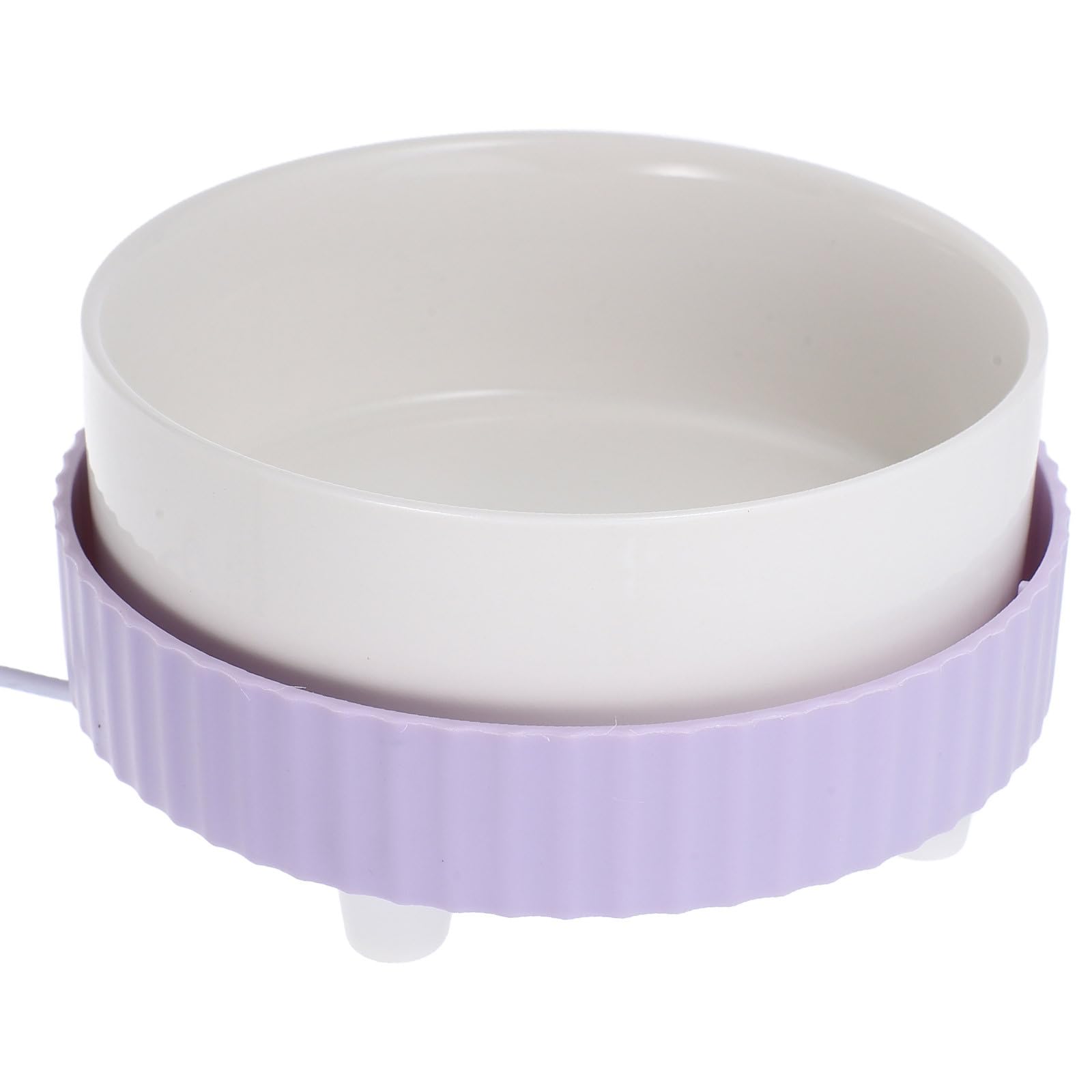 Cuenco calefactado para gatos con base morada y conexión USB termostática de 350 ml