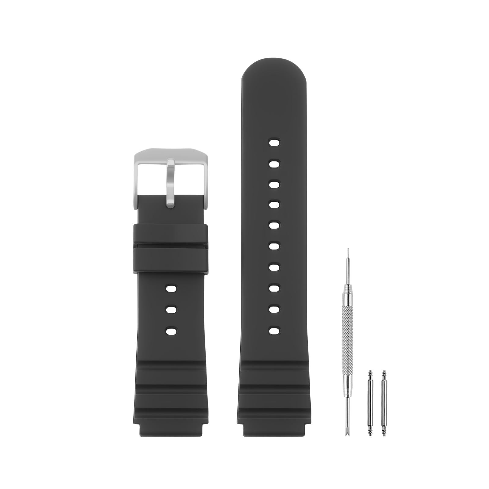 Kompatybilny z paskami do zegarków Luminox, 21 mm, miękki gumowy silikonowy zamiennik paska na nadgarstek do serii 3000, 3001, 3100, 3200, 3400, 3600 i 3900, czarny (czarny/srebrna klamra)