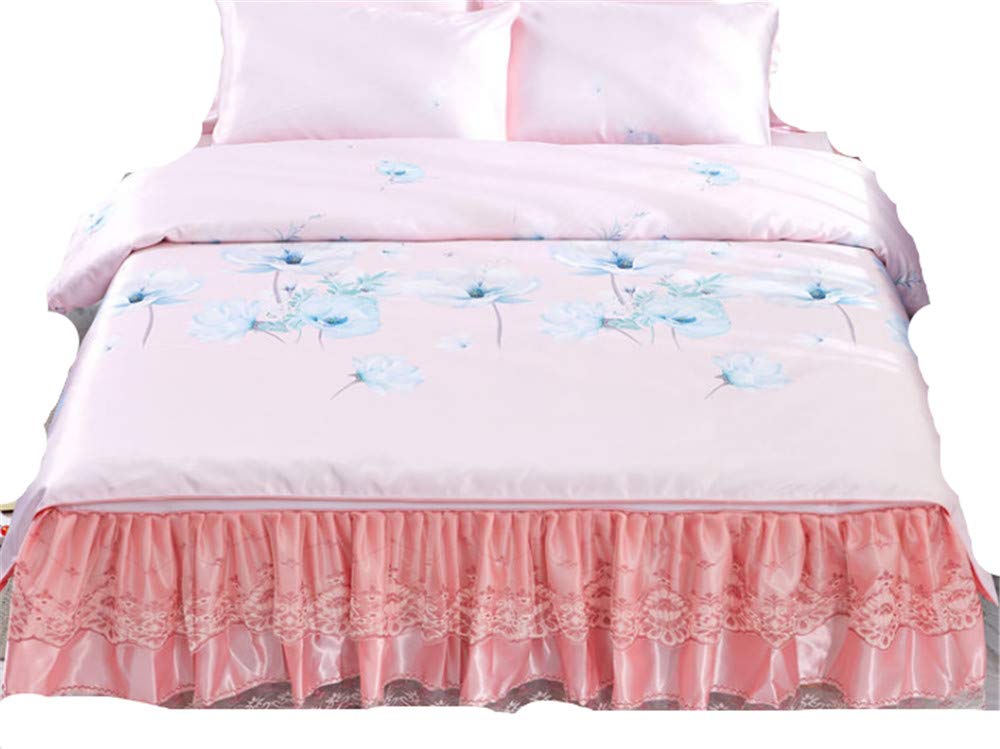 Literie en soie de glace fraîche pour lit de chambre : parure de lit 4 pièces été douillet