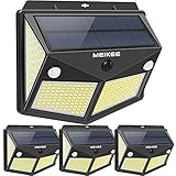 MEIKEE Solar Lights Outdoor, 280 LED Solar Motion Sensor Security Lights, 300° Wide Lighting Angle, IP65 Waterproof Solar Powered Wireless Wall Lights for Garden Yard Deck Garage Porch Fence(4 Pack)