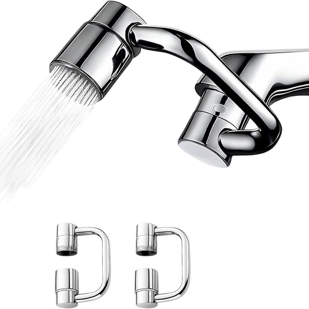 Jnchdghwa Silver Rotatable Faucet Aerator Extension 1440° 2 Modes Universal Sink Faucet For Kitchen For Bathroom Sink Faucet Extender