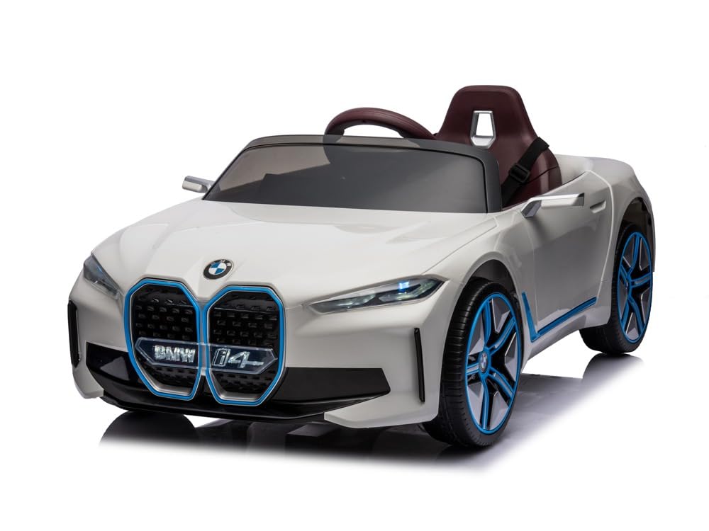Coche eléctrico para niños BMW i4, cuatro motores+LED+audio+FB blanco