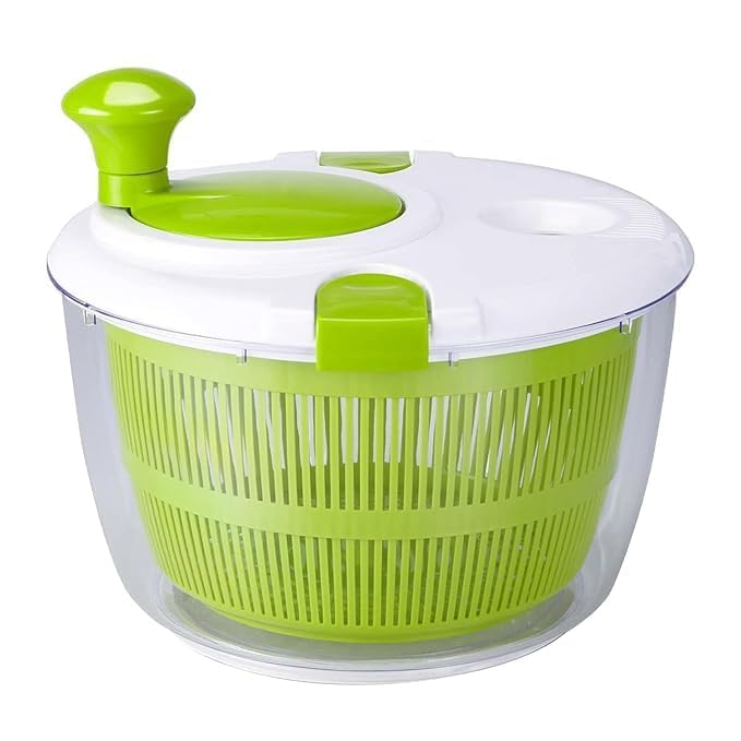 5L Fruits Vegetable Salad Spinner | Washer Dryer with Bowl for Cleaning and Drying Manual | Lettuce Spinner | Washing Strainer Basket | Quick Dry Design | BPA Free | Durable Food Grade | Water Drain
