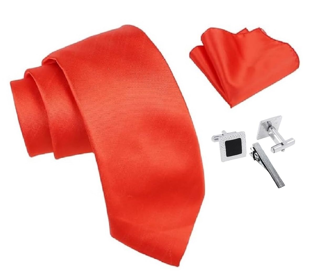 fashmade “where fashion is made” FashMade Premium Italian Silk Tie, Pocket Square with Square Brass Cufflinks & Silver Honeycomb Tie Pin Combo in Leather Gift Box for Men – Formal & Wedding Set tp-25-picture-22