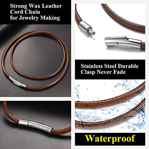 Richsteel Men Women Woven Wax Rope Chain For Pendant Brown Braided Leather Cord Necklace 22 Inch 3Mm Wide #TOP4