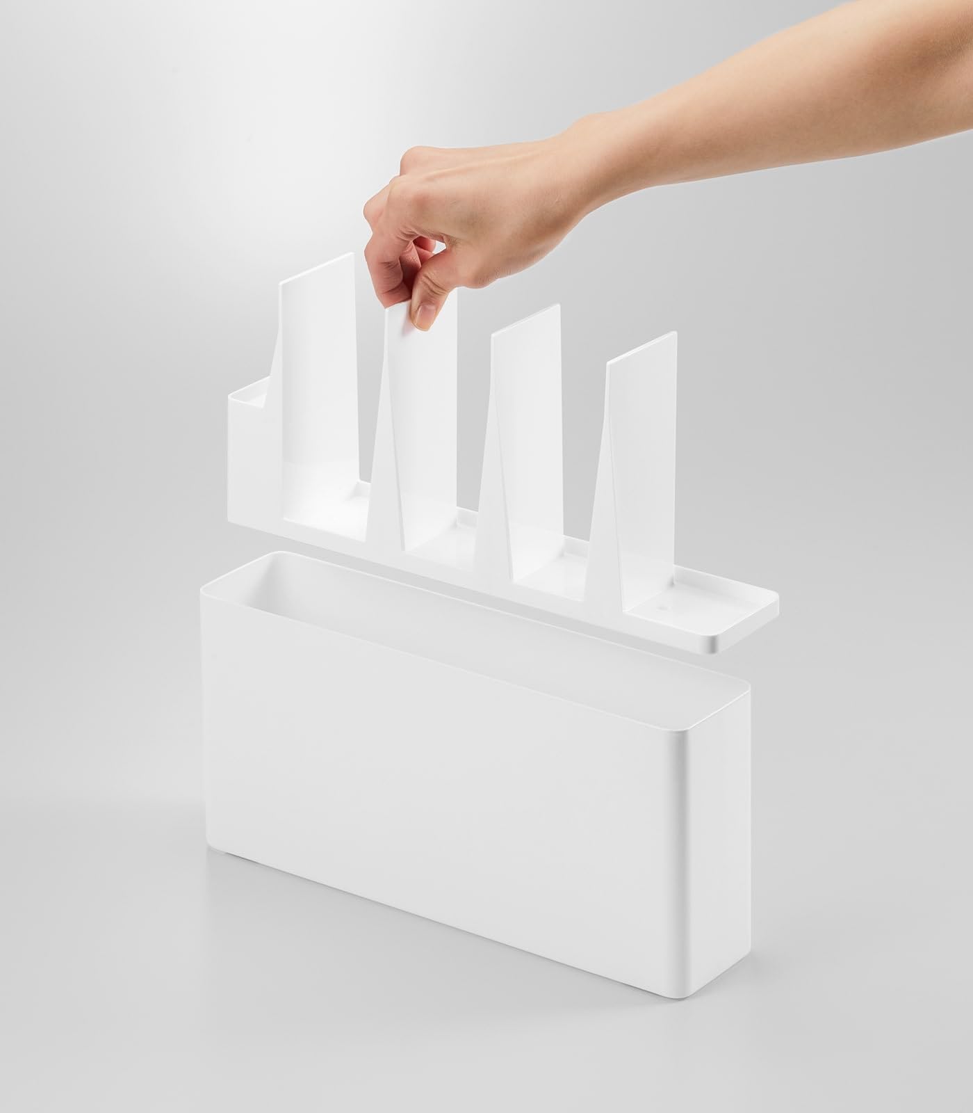 Yamazaki 8146 Organiseur pour ustensiles de cuisine en acier inoxydable Blanc