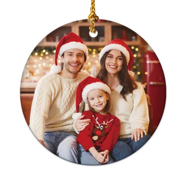 HOBULL Bolas De Navidad Personalizadas CeráMica, Bola De Navidad Personalizada con Foto,2024 Adornos Arbol Navidad,Regalo Y Original para Familiares,Pareja Y Amigos