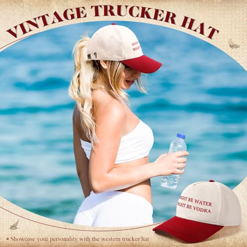 Image of JaGely Two Tone Western Cowboy /Cowgirl Trucker Hat for Women Men Gift Vintage Embroidered Country Baseball Cap