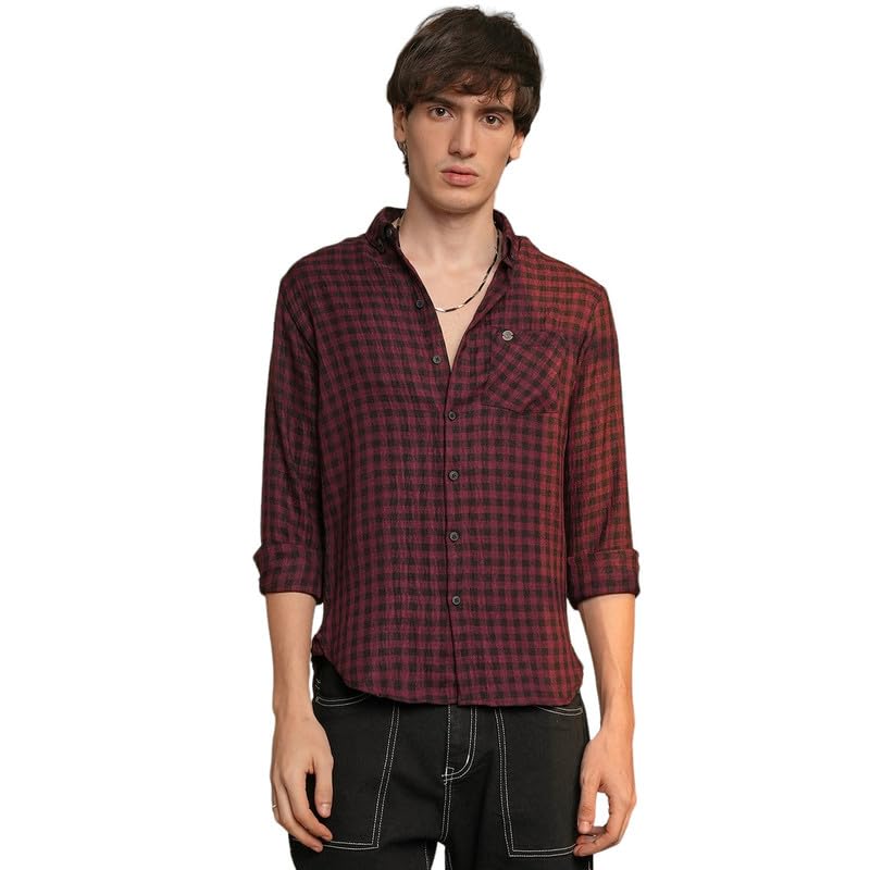Image of CAHOOT Men's Solid Utility Shirt | Casual Wear | Spread Collar | Long Sleeve | Button Closure | Shirt Crafted with Comfort Fit for Everyday Wear
