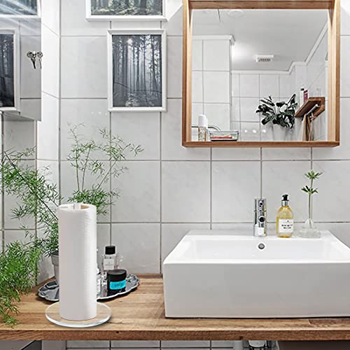 Milkary 2Pcs Acrylic Paper Towel Holder, Clear Toilet Tissue Rolls Stand Organizer For Kitchen Bathroom Living Room Accessories Countertop, 7.8'' Diameter #TOP3