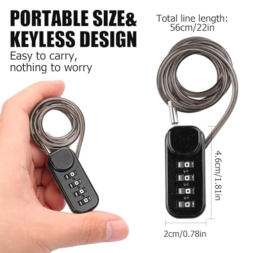 Image of YAODHAOD Cable Locks with Combination, 4 Digit Combination Padlocks,Travel Lock for Suitcases & Bag for School Locker, Gym Locker, Fence, Toolbox, Gate, Case, Hasp Storage (2pcs)(Black, 23.6 inch)