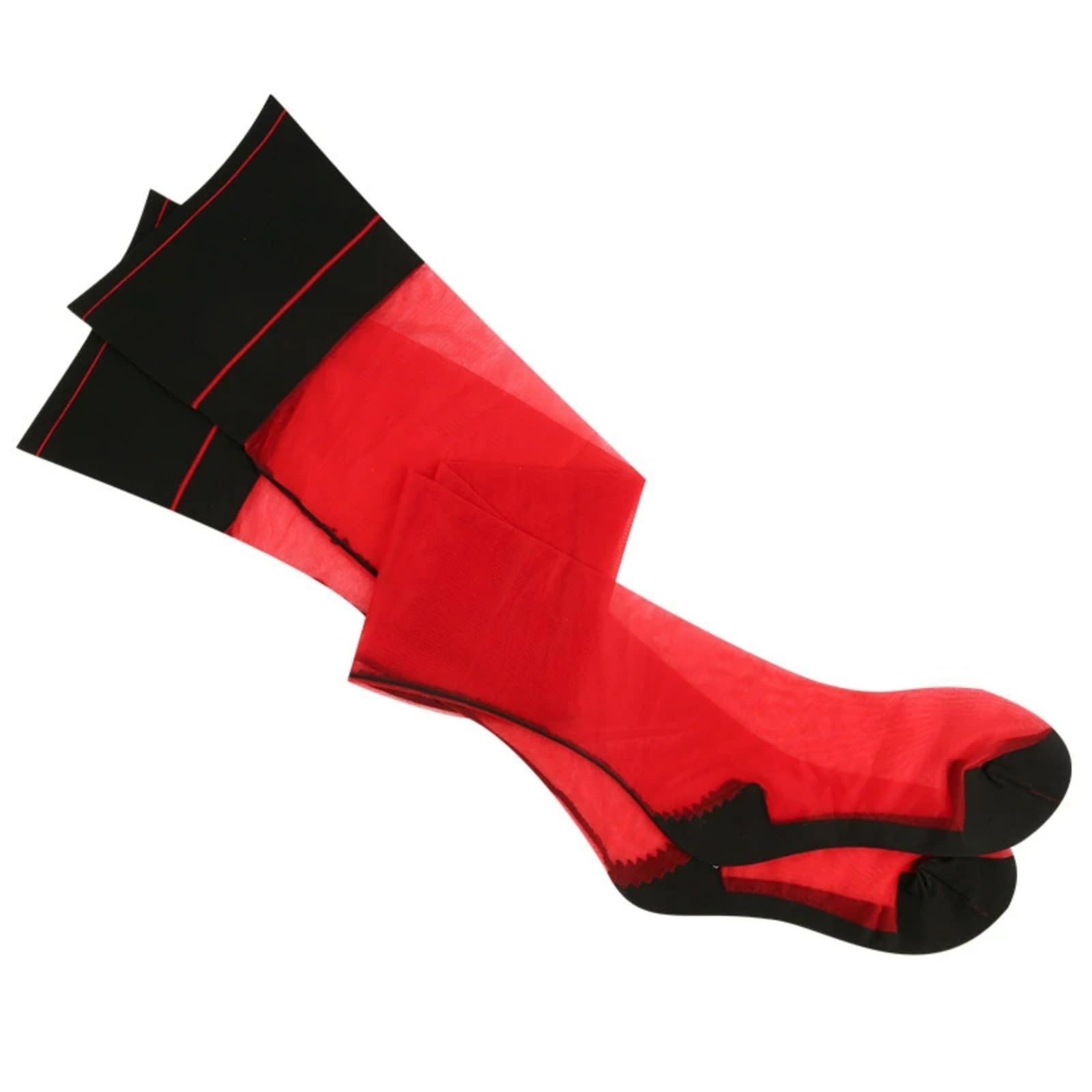 NXNB Sexy Stockings Back Line Seamed Thigh High Stockings Reinforced Heel Stretchy Nylon Pantyhose Women Hosiery (Red Black)