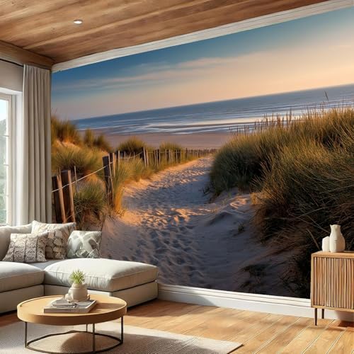 Mural Decorativo Sepia de Playa para Crear un Salón Relajante con Papel Pintado 3D Paisaje Vintage 4