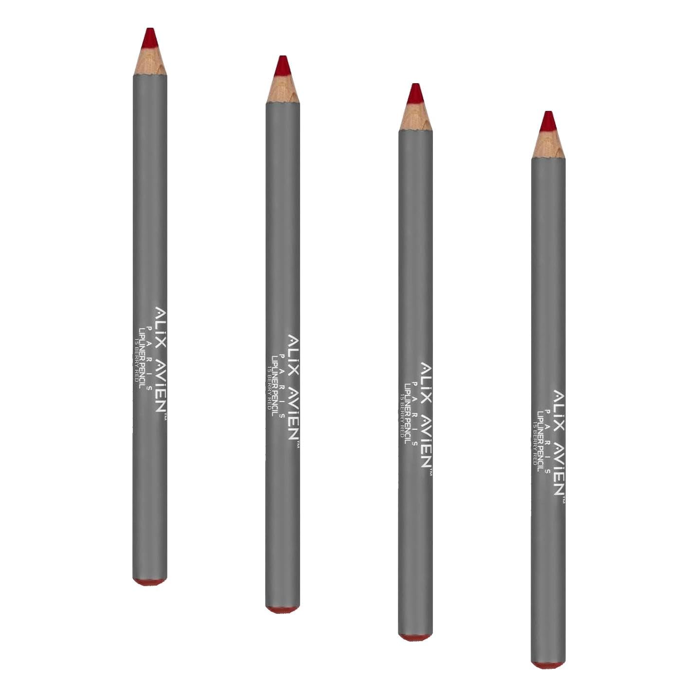 ALIX AVIEN Uzun Süre Kalıcı Dağılma Yapmayan Nemlendirici Dudak Kalemi - Lipliner Pencil 15 Berry Red (4 paketi)