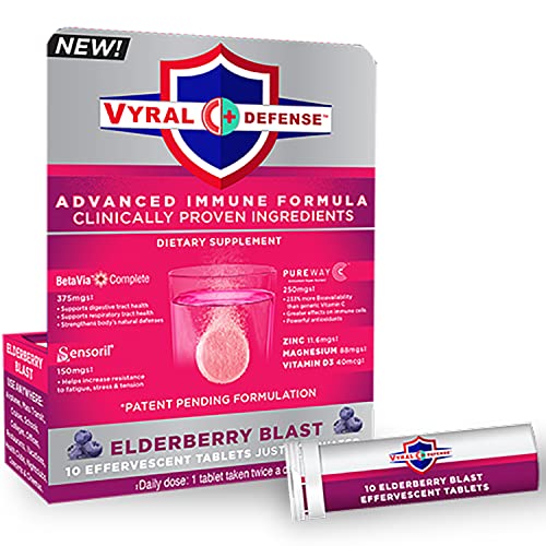 Vyral Defense 10 Elderberry Blast Effervescent Tablets Advanced Immune Formula #TOP1