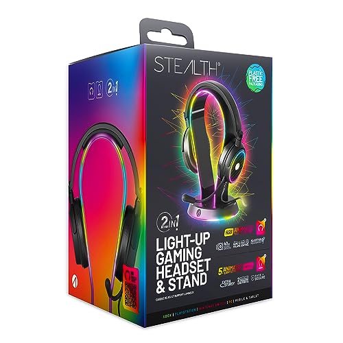 STEALTH Rainbow LIGHT-Up Gaming Headset en Light-Up Headset Stand - voor PS4, PS5, Xbox, Nintendo Switch en PC