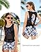 Ghteas Girls Swimsuit 3 Piece Set Black Bathing Suit Metal Ringed Straps Halterneck and Drawstring Printed Shorts Water Sports Fashion Swimwear for Tween Girl 11-12