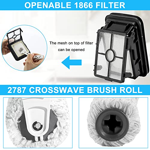 Replacement Parts for Bissell CrossWave Cordless Max 2554 2554A 2590 2593 2596 2597 HydroSteam Plus Series 3515 35151 3513 3518, Multi-Surface Brush Rolls 2787 and Replacement Filters 1866 LUXRILIX