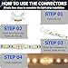 LightingWill LED Connectors 3Pin 10mm, 10 PCS Strip to Strip Connector Transparent Solderless, Unwired Gapless LED Tape Light Connector, 3 Conductor No Dark Area for SMD 5050 Single Color LED Strips