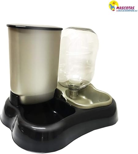 Miniatura 3 de Dispensador de alimentador y bebedero 2 en 1 Mascotas Perros Gatos (negro)