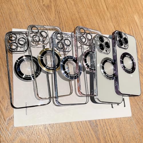 Capa compatível com iPhone 16, magnética compatível com Magsafe, protetor de câmera de lente de vidro, capas de telefone rígidas luxuosas com visualização de logotipo para iPhone 16 para mulheres e