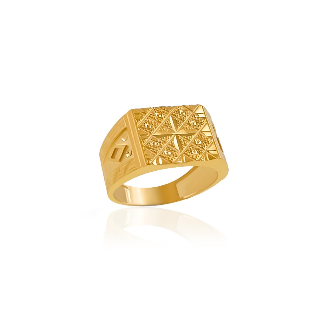 Gold Plated Chillain Work Design Finger Ring For Men And Boys