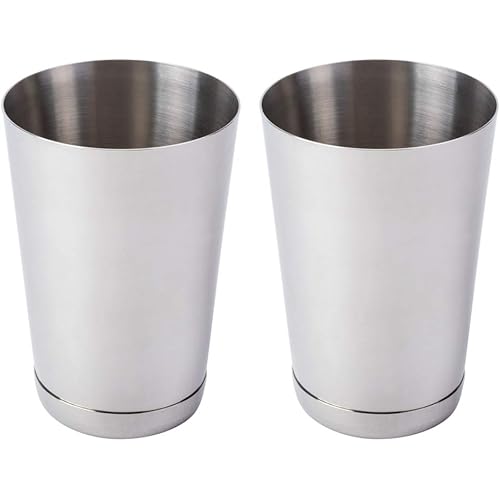(2 Pack) 15-Ounce Cocktail Mixing Shaker Tin - Silver Glitter, Stainless Steel Bar Shakers/Boston Shaker Tins