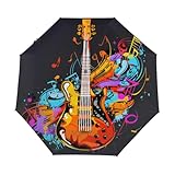 Mexpekil Rainbow Music Guitarra Notas Paraguas Compacto Viaje Fuerte Resistente al Viento Auto Plegable Protección UV Sun Rain Paraguas