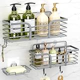 Yougai Shower Caddy 3 Pack, Adhesive Shower Shelf Organizer Rack, Rustproof Stainless Steel Bathroom Organizers and Storage, Large Capacity Wall Mounted No Drilling Bathroom Accessories
