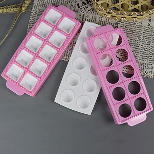 Foto von Raviolischneider Gebäck-Werkzeug,2er Set Knödel-Hersteller,Knödelform,Raviolibrett mit 10 Gitter Tablett Mould für Hausgemachte Ravioli, Knödel, Nudeln(rosa, 26,5 * 10,5 * 2 cm)