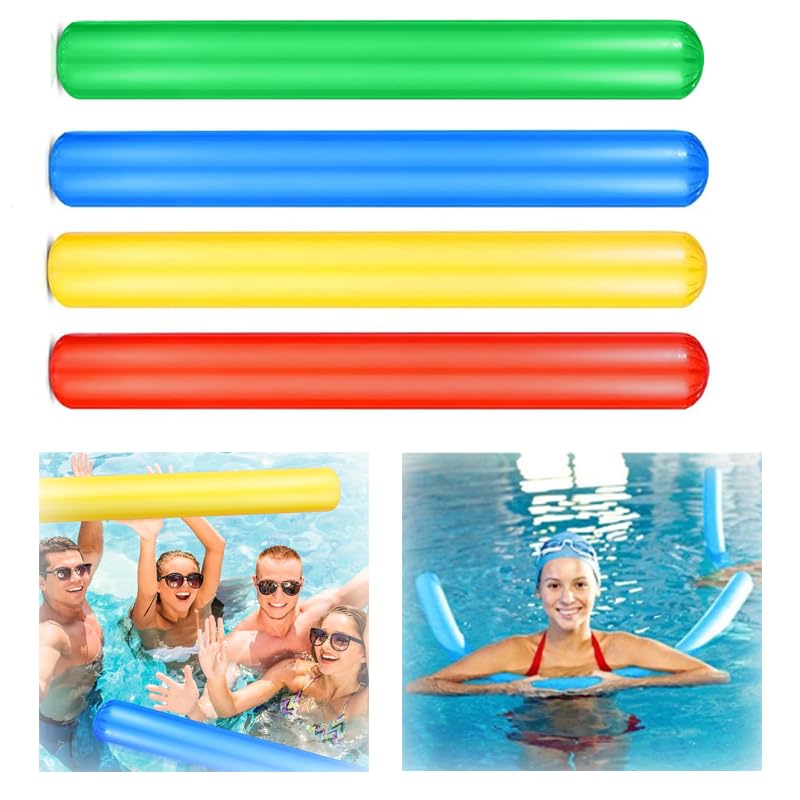 Paquete de 4 Palos de Piscina para Bañarse o Deportes Acuáticos Fideos de Piscina Fideos Inflables, Adecuados para Parques Acuáticos, Playas