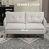 HOMCOM Divano 2 Posti in Tessuto Effetto Lino con Braccioli e Cuscini Imbottiti, Divanetto 2 Posti Moderno con Gambe in Acciaio, per Ufficio, Soggiorno, Salotto e Camera da Letto, 139x68x80 cm, Crema #5