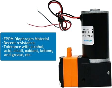 Mini Power Small Pump Kamoer 400ml/min KLP01 Mini Diaphragm Water Pump with 12V/24V Brush Motor Single Head for Liquid Transfer Weak Alkali and Acid (Voltage : DG(24V))