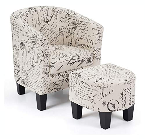 HomyDelight Arm Chair, Recliner & Sleeper Chair, Barrel Accent Linen Fabric Upholstered Chair Tub Chair, Beige