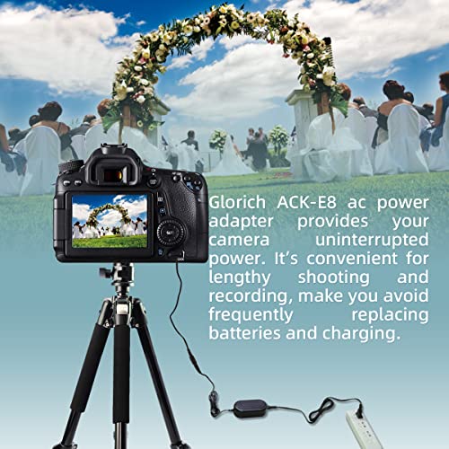 Glorich-ACK-E8-replacement-AC-Power-AdapterCharger-kit-for-Canon-EOS-Rebel-T5iT4iT3iT2i700D650D600D550DKiss-X6Kiss-X5Kiss-X4-DSLR-CamerasBlackPack-of-1