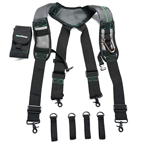 Image of MELOTOUGH Gel Tool Belt Suspenders Work Belt Suspenders with Gel shoulder pad for Electrican /Construction /Farmer (Trigger Snap Hook end work Suspenders)