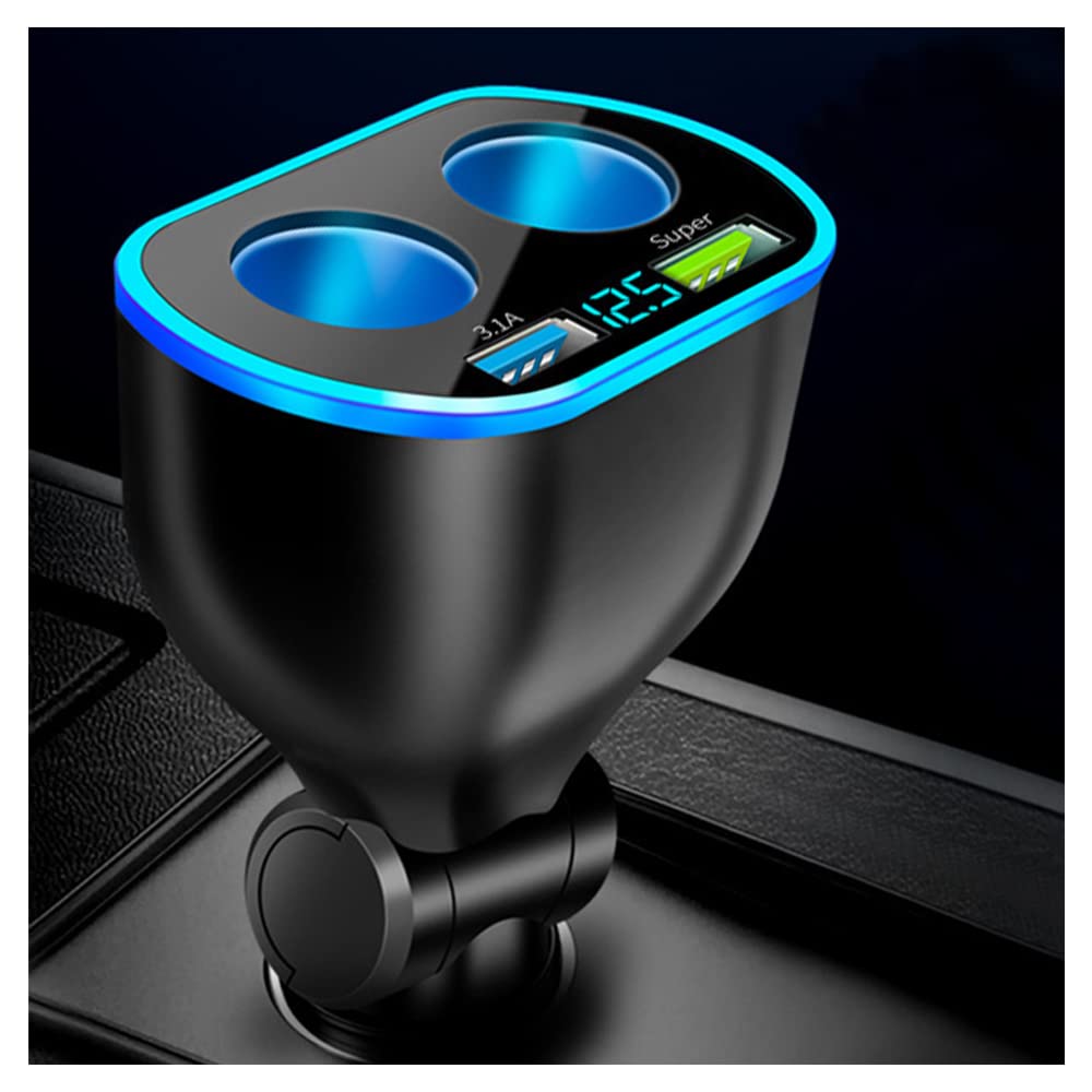 4 in 1 Cigarette Lighter Splitter Dual Cigarette Light Port Car Charger,66W High Power Fast Charging Car Phone Charger Compatible with iPhone 14/13/12/11 Pro Max,Galaxy S23/22/21,iPad,GPS