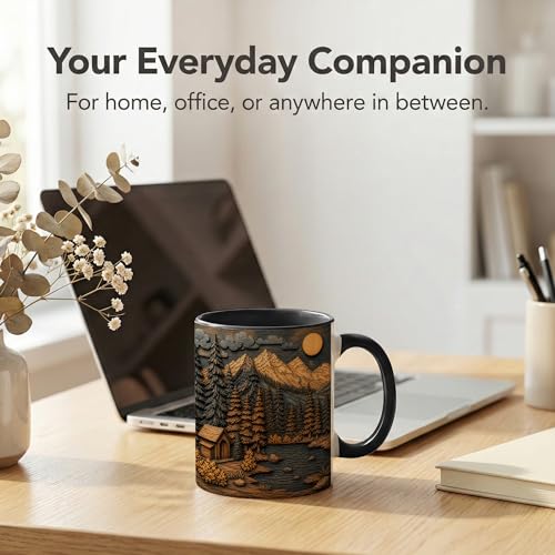 Taza cerámica negra para café 11 oz miniatura 3