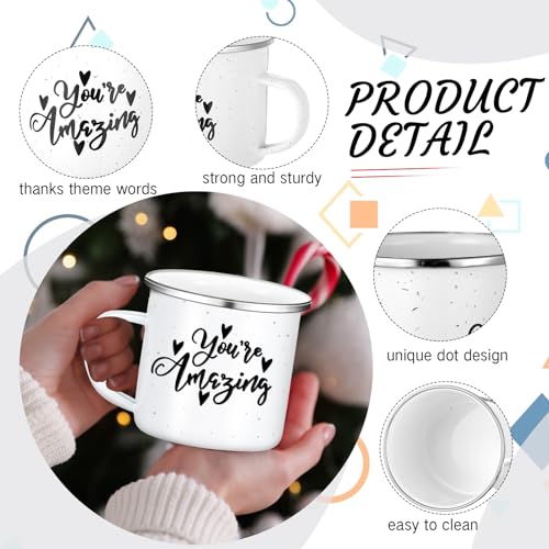 Set de 10 tazas esmaltadas blancas de 12 oz miniatura 3