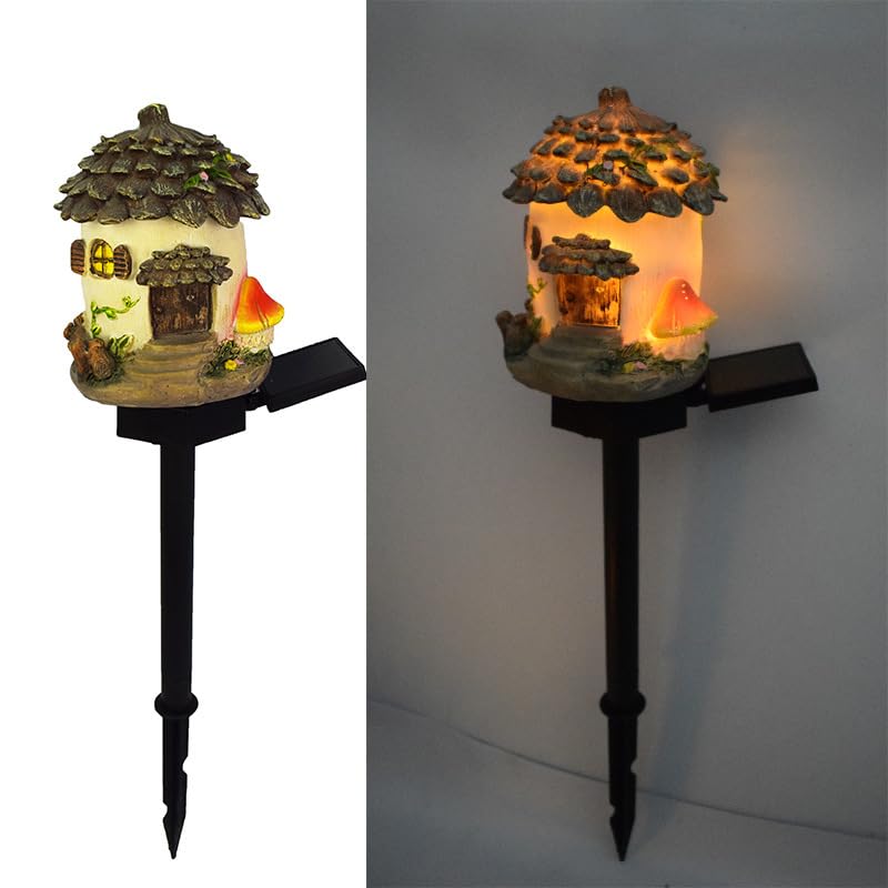 Solar Outdoor Garden Stakes Lighting for Garden Decoration, Solar Garden Gifts for Patio, Balcony, Yard Ornament, Unique Housewarming Figurine Lights, Garden Gifts for Women, Mom (Tree House)