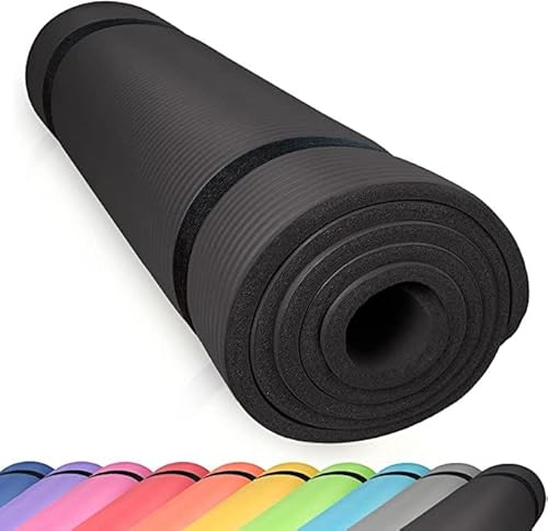 diMio Komfort-Gymnastikmatte Yogamatte in 185x60x1cm, 185x60x1.5cm, 185x90x1.5cm, 200x100x2 mit Tragegurt Phtalatfrei + SGS-geprüft (Schwarz., 185 x 60 x 1.5 cm)