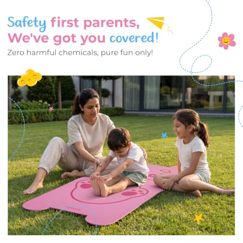 Image of Lifelong Kids Yoga Mat with Carrying Strap | Non-Toxic Yoga Mat for Children Workout & Exercise | Slip-Resistant Floor Mat for Kids Fitness, Play & Meditation | Exercise Mat for Home (Pink)