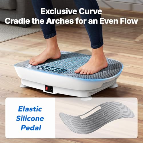 Image of MERACH Vibration Plate Exercise Machine, Curved Vibration Plate for Lymphatic Drainage Weight Loss, Vibrating Plate with Real-Time Calorie Tracking on LED Display, Workout Equipment for Home Women Men